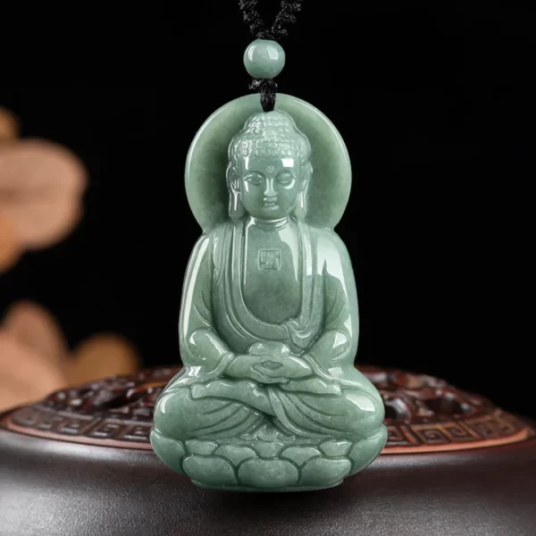 Buddha Stones Amitabha Buddha Jade Amulet Compassion String Necklace